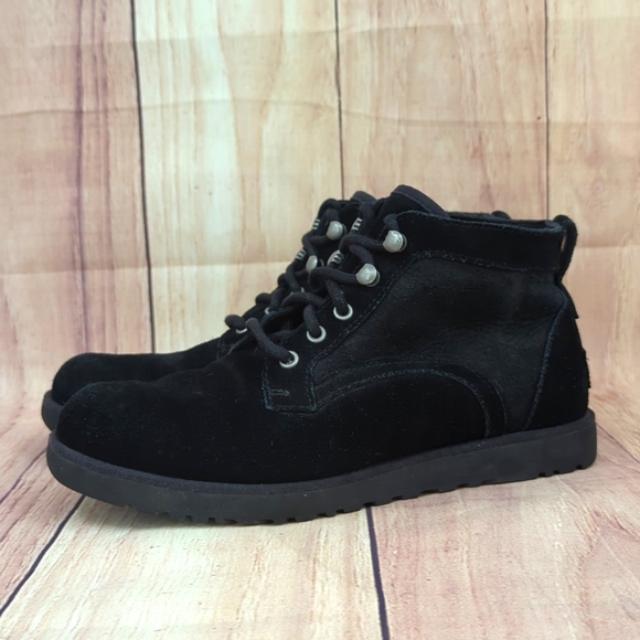 UGG Shoes - UGG Bethany Short Ankle Boots Black Suede Shearling Lace Up Women's 7.5